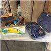 Image 1 : LINCOLN ELECTRIC 14.4V CORDLESS GREASE GUN WORKING, NO CHARGER AND BOX OF TOOLS