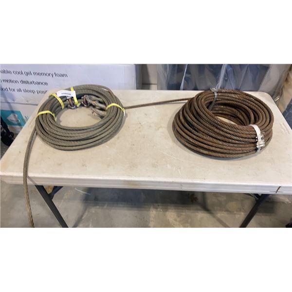 2 COILS OF WIRE CABLE WITH HOOKS