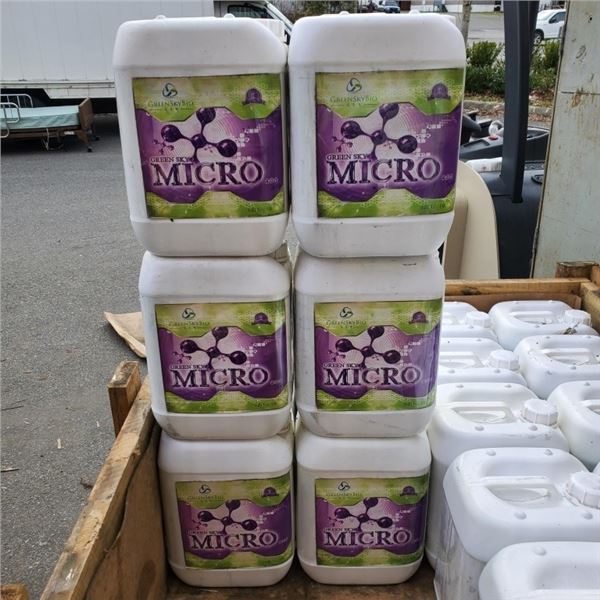 6 NEW JUGS OF GREEN SKY - MICRO LIQUID FERTILIZER SOIL BOOSTER 10 LITERS EACH