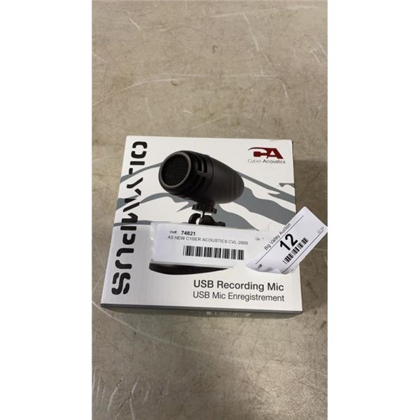 AS NEW CYBER ACOUSTICS CVL-2005 OLYMPUS USB RECORDING MIC