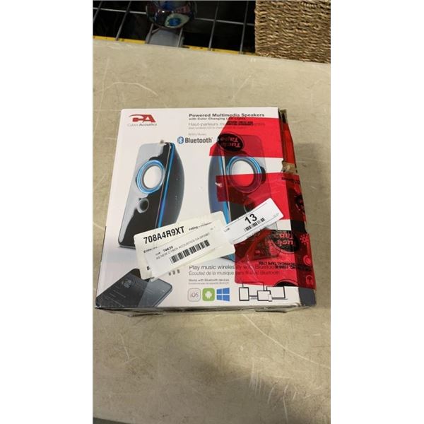 AS NEW CYBER ACOUSTICS CA-SP29BT 10W POWERED MULTIMEDIA SPEAKERS WITH BLUETOOTH