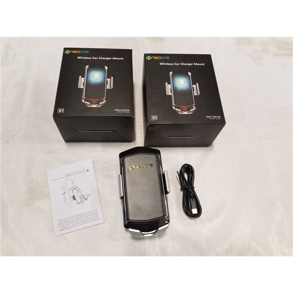 2 NEW NEOCRE WIRELESS MOTORIZED CAR CHARGER MOUNTS - RETAIL $45 EACH