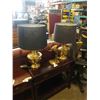 Image 1 : PAIR OF BRASS LAMPS AND BRASS BIRD FIGURES