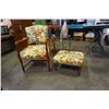 Image 1 : WOOD FRAMED CHAIR AND FOOT STOOL