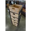 Image 2 : WOOD SHELF WITH 6 WICKER DRAWERS