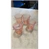 Image 2 : FRENCH ROSE GLASS CUPS WITH PURPLE VASE