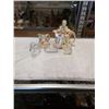 Image 1 : ENGLISH FIGURE TEAPOT WITH CREAM CUP AND CRYSTAL FIGURES