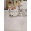 Image 7 : ENGLISH FIGURE TEAPOT WITH CREAM CUP AND CRYSTAL FIGURES