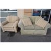 Image 1 : UPHOSLTERED LOVESEAT AND ARMCHAIR