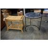 Image 1 : MIRRORED ENDTABLE AND WOOD 2 TIER STAND