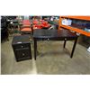 Image 1 : BLACK 1 DRAWER DESK AND 2 DRAWER FILING CABINET ENDTABLE