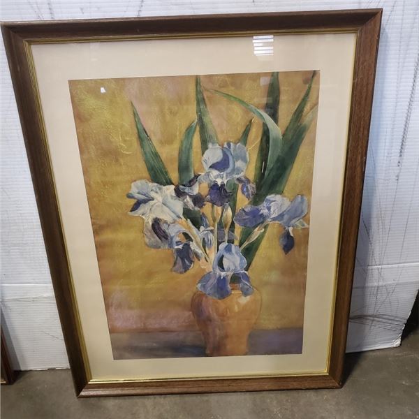 FRAMED WATERCOLOR ON PAPER FLOWERS IN A VASE SIGNED M WRIDE