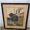 Image 1 : WATERCOLOR AND PENCIL ON PAPER THE SHIPS FREDERIK VIII AT DOCK SIGNED GEORGE OLSEN