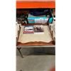 Image 2 : GUN RACK WITH GUN BOOKS, TRAY OF BEAR SPRAY AND MORE