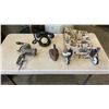 Image 1 : VINTAGE COLLECTABLES - SAD IRON, PHONE, MEAT GRINDER AND BAG