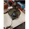 Image 3 : 2 MID CENTURY GLASS AND BRASS BASE TABLE LAMPS AND HAND PAINTED TABLE LAMP