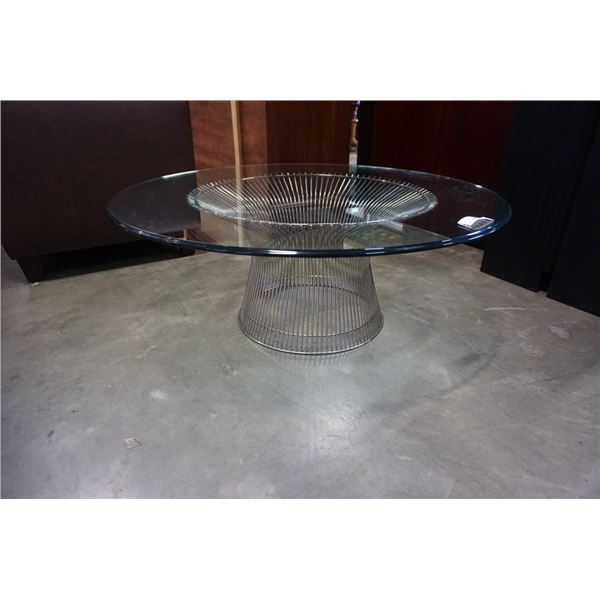 ROUND METAL BASE GLASSTOP COFFEE TABLE