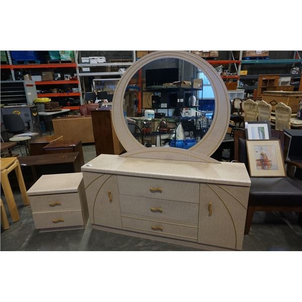 WILD ROSE DRESSER W/ MIRROR AND NIGHTSTAND