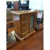 Image 2 : PAIR OF CHROME AND WOOD TABLE LAMPS, AND JEWELLERY CABINET