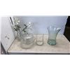 Image 1 : GLASS VASES, CAKE DOME AND PEDESTAL, PITCHER