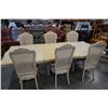 Image 2 : QUEEN ANNE STYLE DOUBLE PEDESTAL DINING TABLE W/ 6 RATTAN BACK CHAIRS