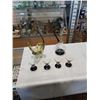 Image 1 : ART GLASS BASKET AND ART GLASS DECANTER WITH 4 GLASSES
