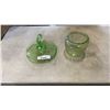 Image 1 : URANIUM GLASS EASTERN JAR AND SERVING TRAY