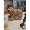 Image 2 : 2 CAT FIGURES, 2 CANDLE STICKS AND STONE FIGURE