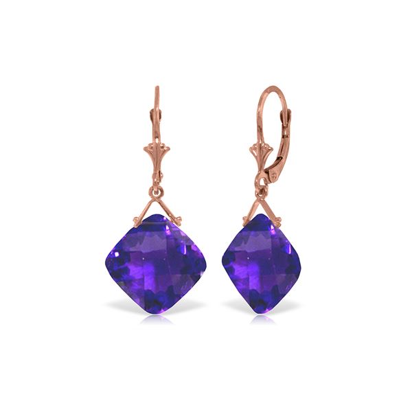 Genuine 17.5 ctw Amethyst Earrings 14KT Rose Gold - REF-39R3P