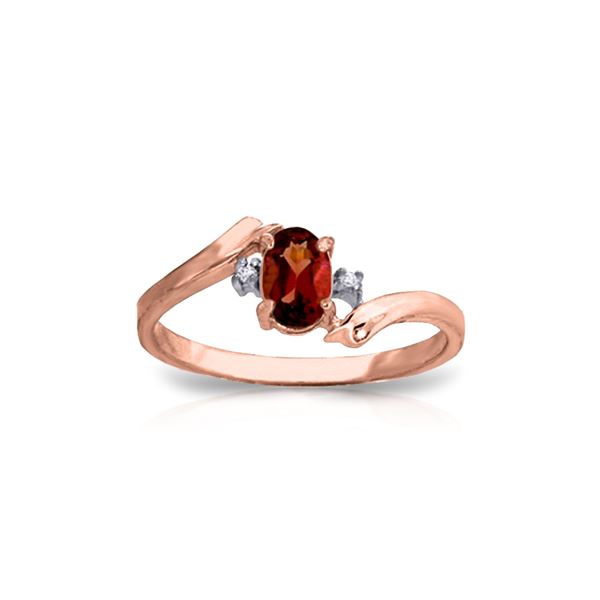 Genuine 0.46 ctw Garnet & Diamond Ring 14KT Rose Gold - REF-28Y3F