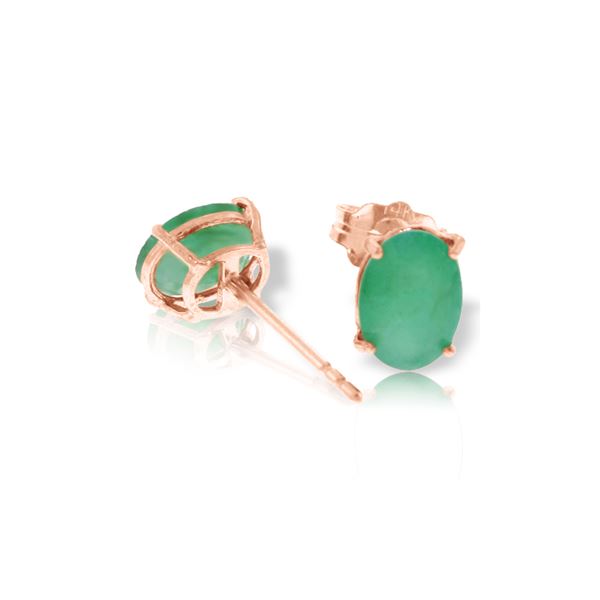 Genuine 1.80 ctw Emerald Earrings 14KT Rose Gold - REF-24N5R