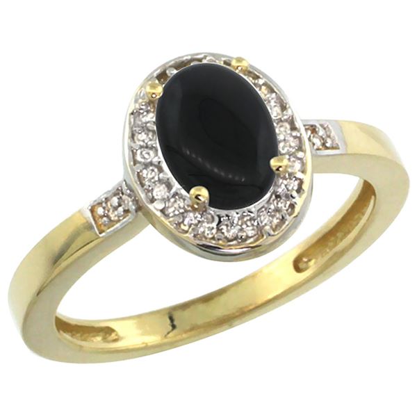 0.90 CTW Onyx & Diamond Ring 10K Yellow Gold - REF-30W7F