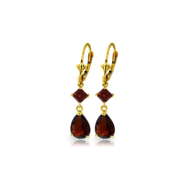 Genuine 4.5 ctw Garnet Earrings 14KT Yellow Gold - REF-41M4T