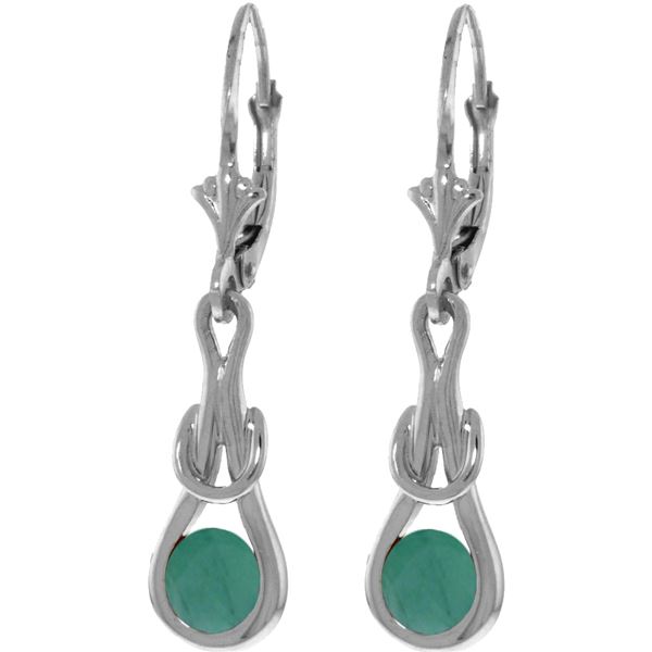 Genuine 1.30 ctw Emerald Earrings 14KT White Gold - REF-54F5Z