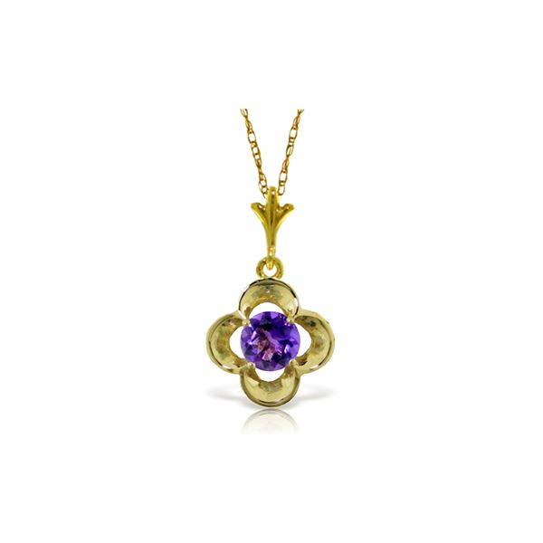 Genuine 0.55 ctw Amethyst Necklace 14KT Yellow Gold - REF-23P6H