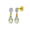 Image 1 : Genuine 4.53 ctw Green Amethyst & Diamond Earrings 14KT Yellow Gold - REF-25T6A