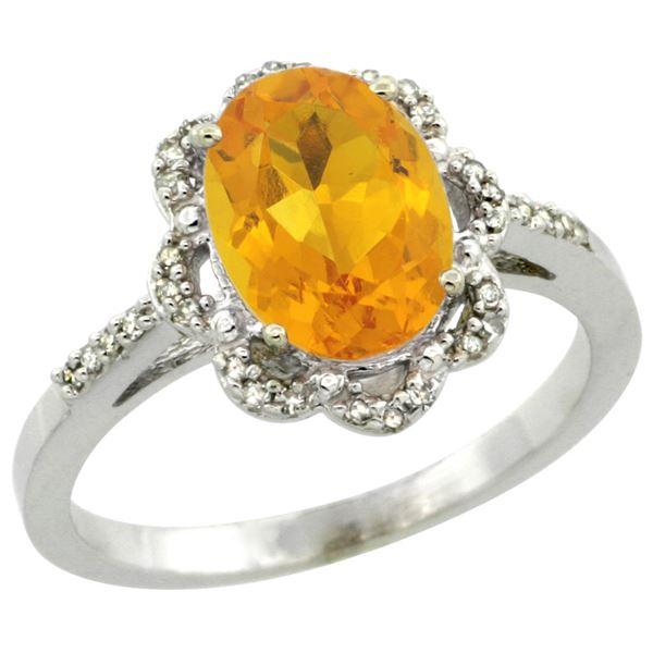 1.94 CTW Citrine & Diamond Ring 14K White Gold - REF-45V8R