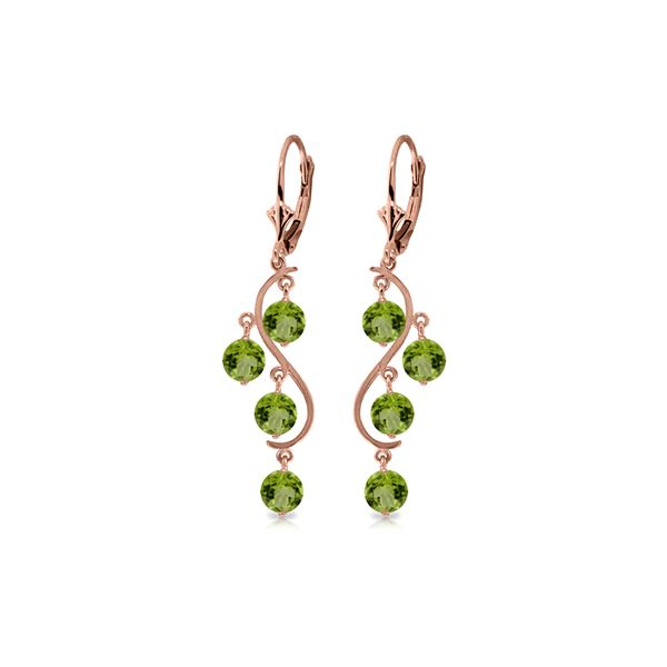 Genuine 4.95 ctw Peridot Earrings 14KT Rose Gold - REF-53N8R