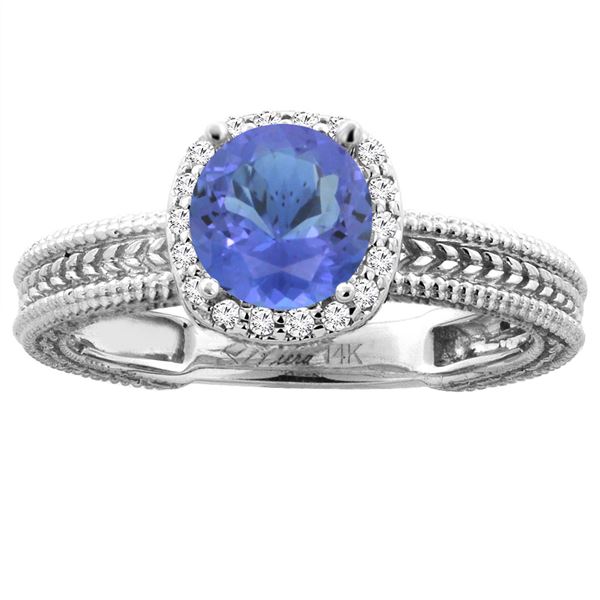 1.77 CTW Tanzanite & Diamond Ring 14K White Gold - REF-59R9H