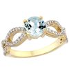 Image 1 : 1 CTW Aquamarine & Diamond Ring 10K Yellow Gold - REF-52M2A