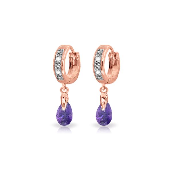 Genuine 1.37 ctw Amethyst & Diamond Earrings 14KT Rose Gold - REF-34A3K