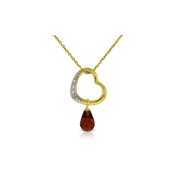 Genuine 2.28 ctw Garnet & Diamond Necklace 14KT Yellow Gold - REF-40R7P