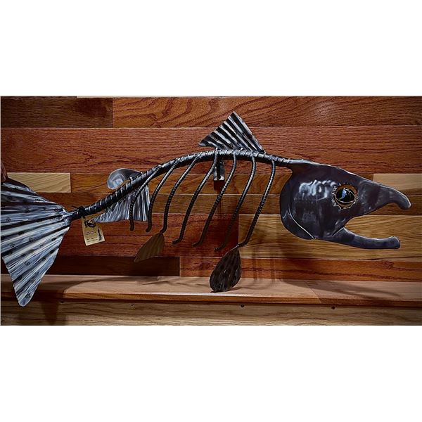 Artwork: Local artist Skip Dove's metal rendition of a 70lb Kenai River King Salmon