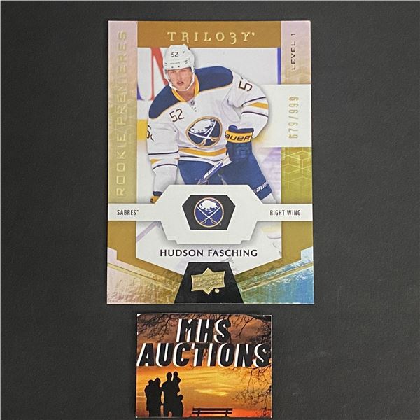 2018-19 U.D ARTIFACTS HOCKEY ROOKIE CARD HUDSON FASCHING #679/999 ONLY 999 MADE (ref2743)
