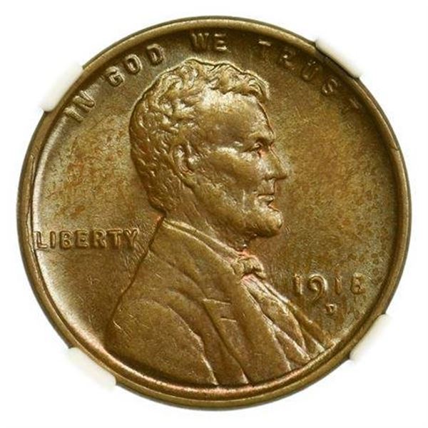1918-D Lincoln Wheat Cent NGC MS-62 BN