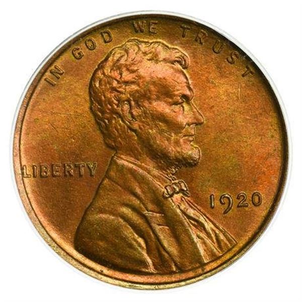1920 Lincoln Wheat Cent PCGS MS-63 RB