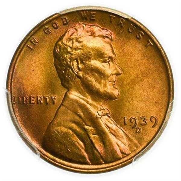 1939-D Lincoln Wheat Cent PCGS MS-66 RB