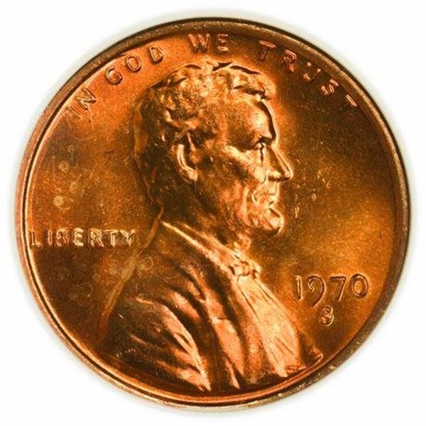 1970-S/S Lincoln Cent Large Date ANACS MS-65 RD