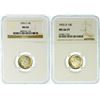 Image 1 : Group of 2 1955-D FT and 1955-S Roosevelt Dimes NGC MS-66