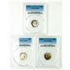 Image 1 : Group of 3 1961 MS-65, 1963 AU-58, 1963 MS-64 Roosevelt Dimes PCGS